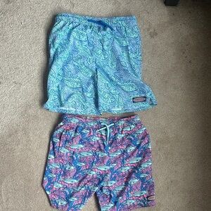 Boys Patterned vineyard Vines swim Shorts Set - Blue and Pink